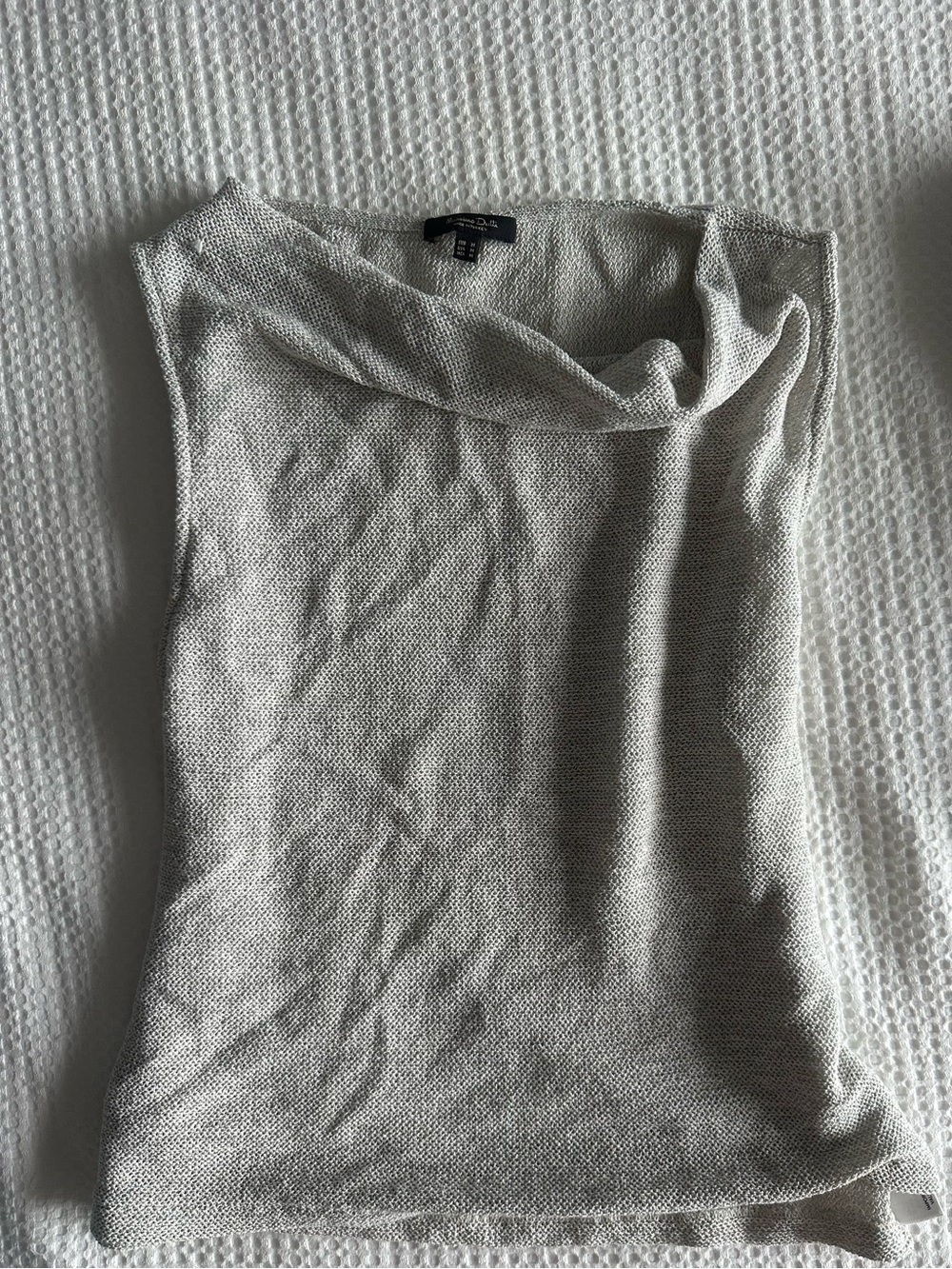 Massimo Dutti Sleeveless Cowl Neck Knit Tank - Light Gray
